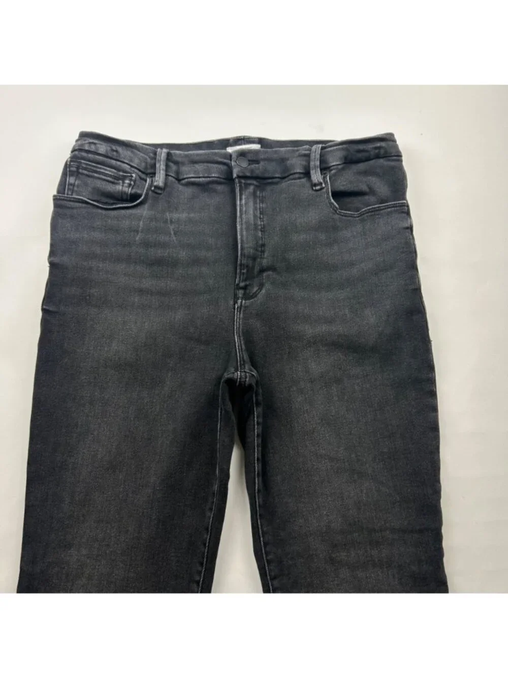 Good American Washed Black Stretch Denim Good Classic Distressed Jeans 14